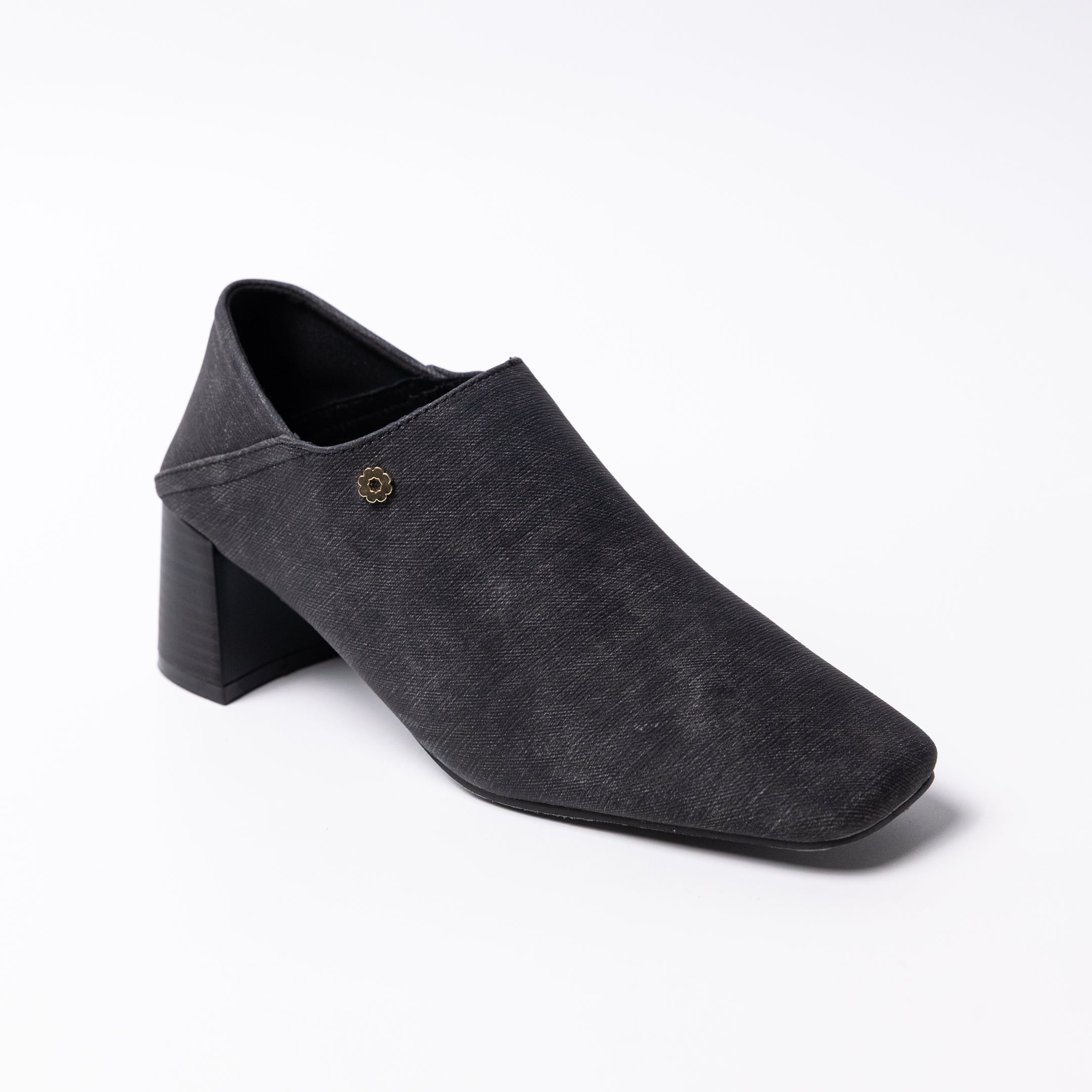 Denim ankle heel
