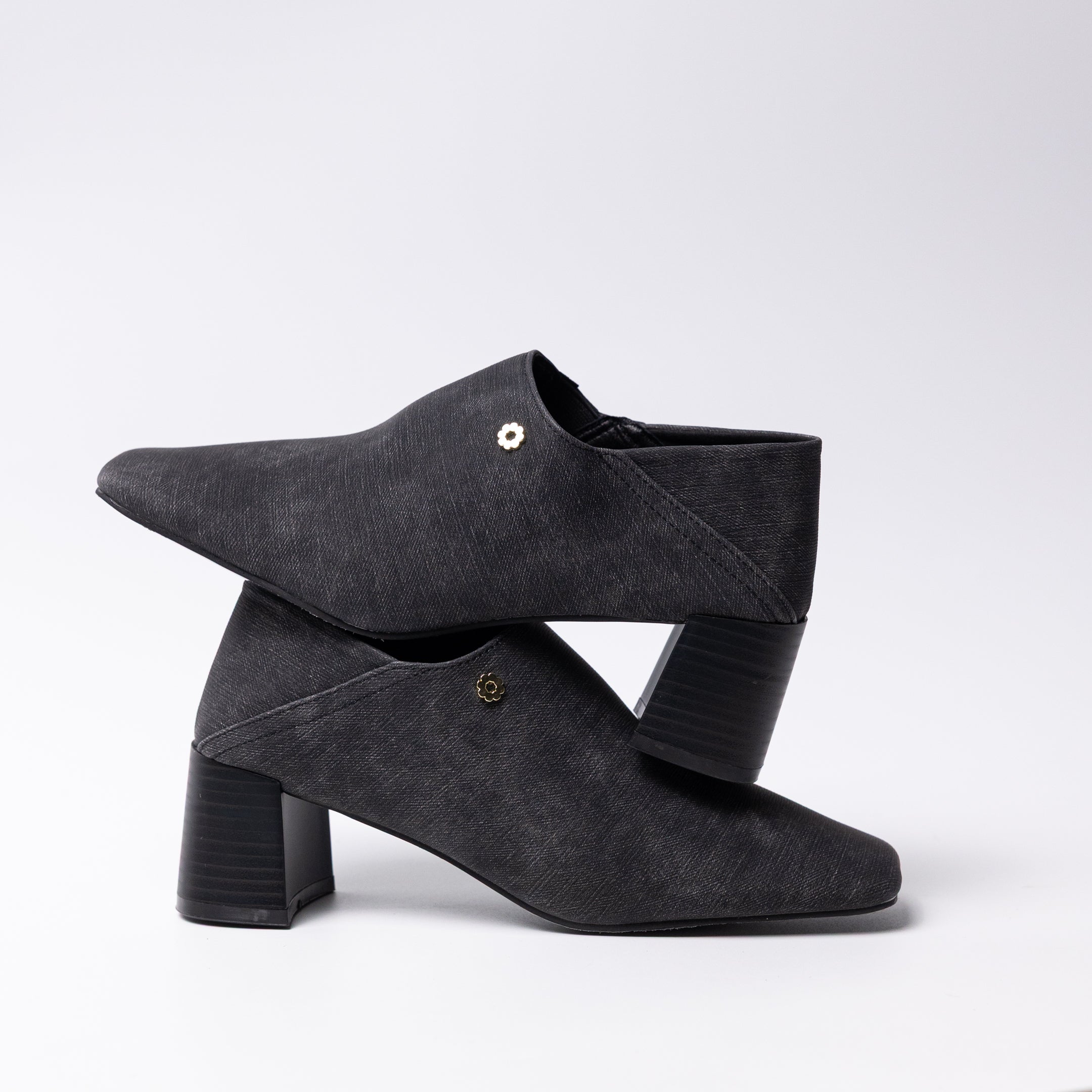 Denim ankle heel