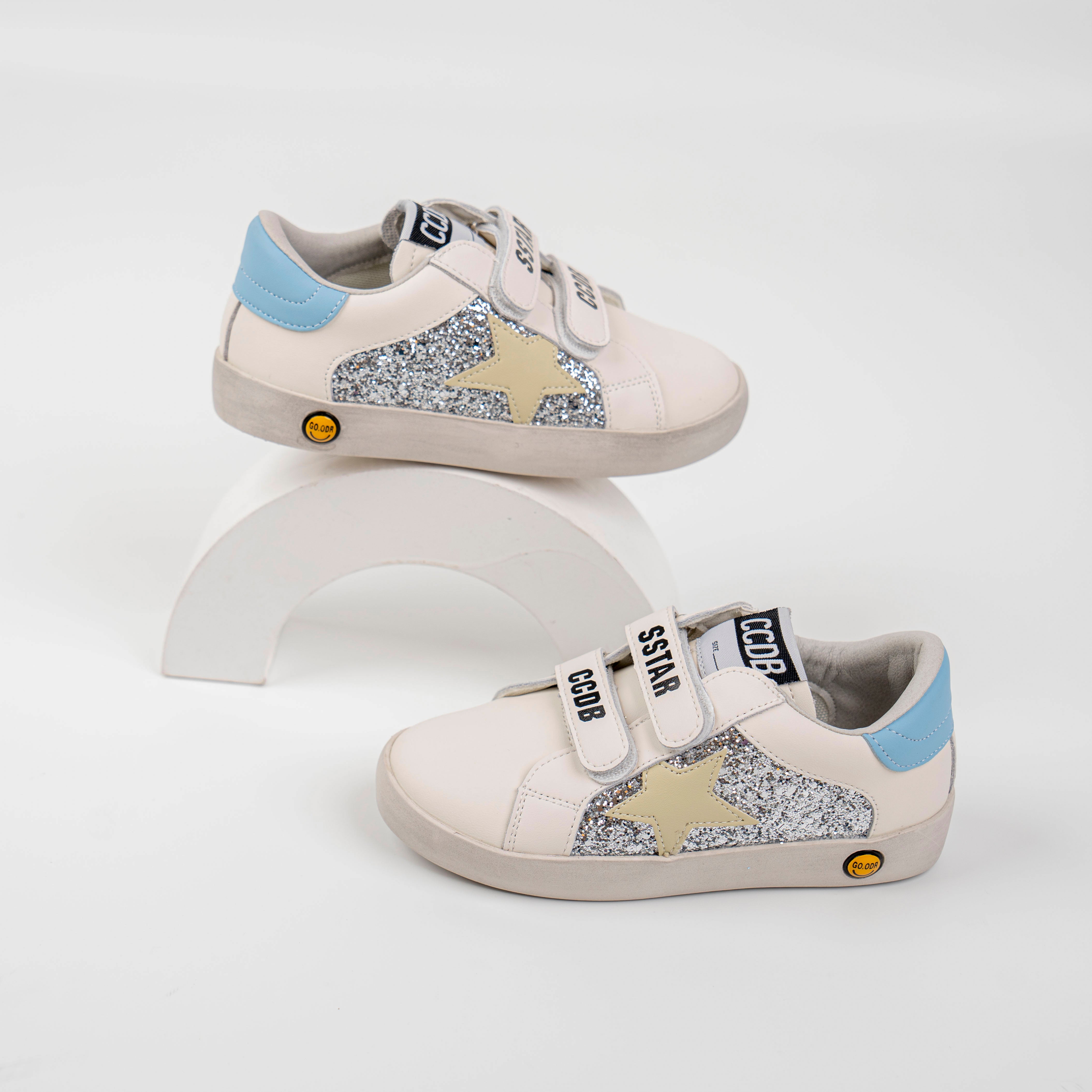 Side Glitter Star Back Blue Sticker