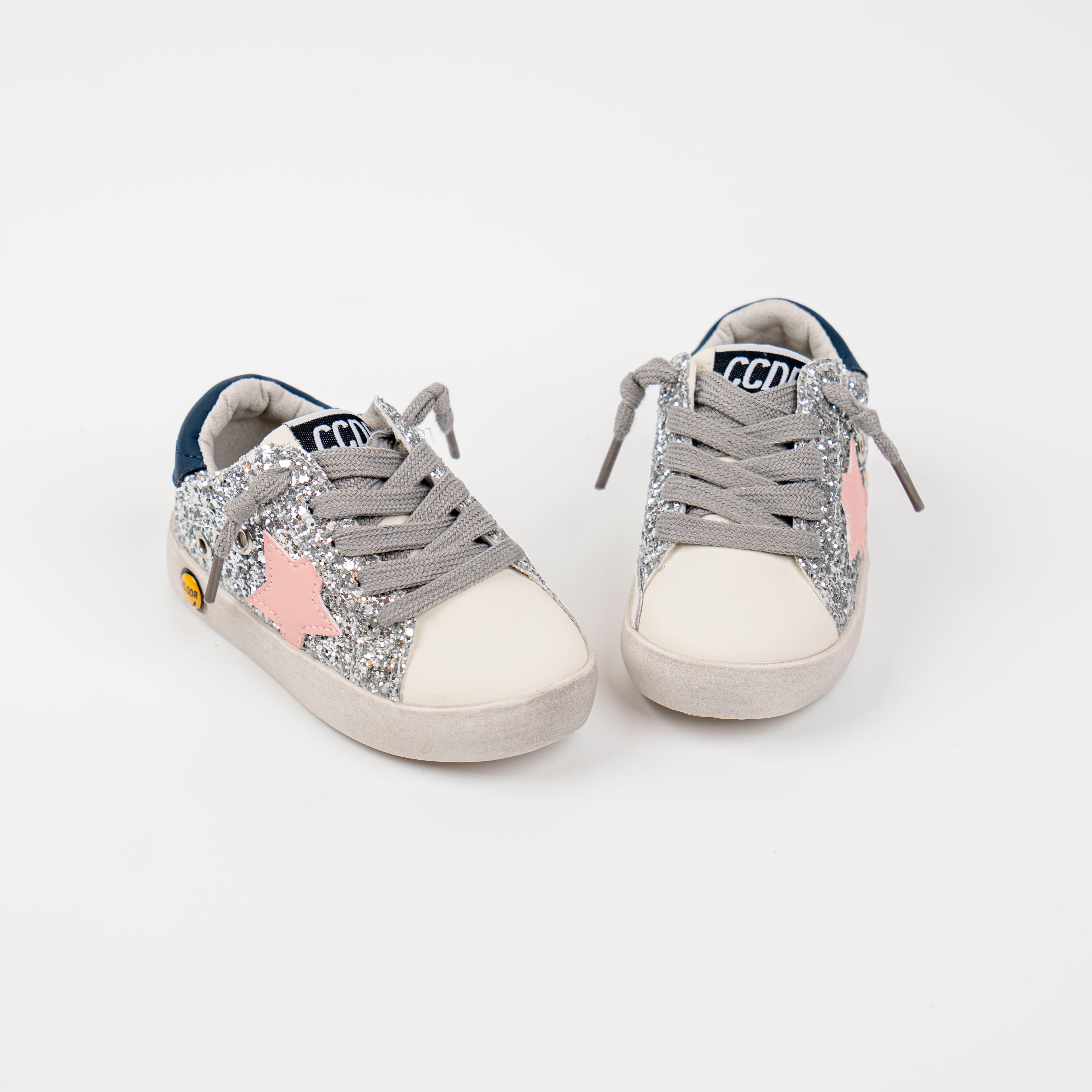 Pink Star Glitter Thread Navy  Back